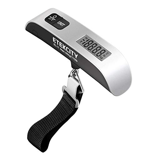 Product Cover Etekcity Digital Hanging Luggage Scale, Portable Handheld Baggage Scale for Travel, Suitcase Scale with Rubber Paint, Temperature Sensor, 110 Pounds, Battery Included