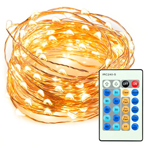 Product Cover TaoTronics 33ft 100 LED String Lights TT-SL036 Dimmable with Remote Control, Waterproof Christmas Decorative Lights for Bedroom, Patio, Garden, Parties, Wedding. UL588 and TUVus Approved(Warm White)