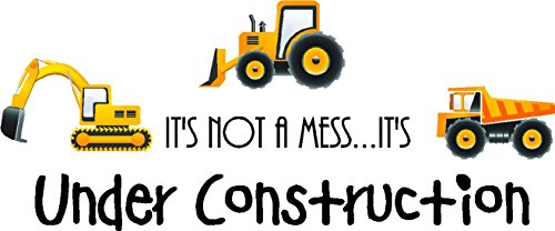 Product Cover Sticker Perfect It's not a Mess.It's Under Construction (3 Piece Printed Trucks) Cute Inspirational Home Vinyl Wall Decals Sayings Art Lettering