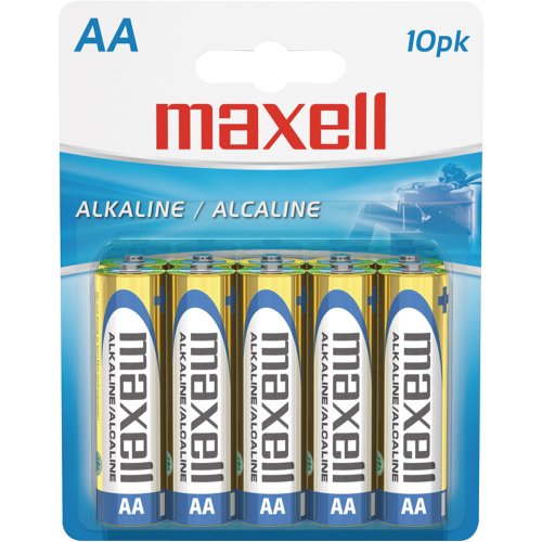 Product Cover Maxell 723410P Ready-to-go Long Lasting and Reliable Alkaline Battery AA Cell 10-Pack with High Compatibility