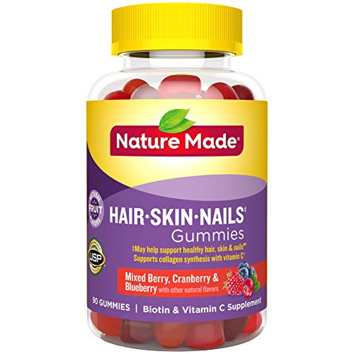 Product Cover Nature Made Hair, Skin & Nails 2500 mcg Biotin Gummies w. Vitamin C, 90 Count (Packaging May Vary)