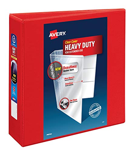 Product Cover Avery Heavy Duty View Binders with One Touch EZD(TM) Ring, Holds 8-1/2 inch x 11 inch Paper, 3 inch Ring, Red (79325)