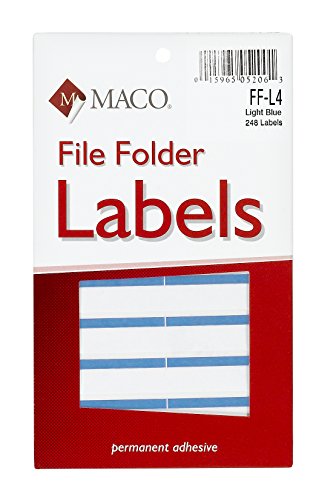 Product Cover MACO Light Blue File Folder Labels, 9/16 x 3-7/16 Inches, 248 Per Box (FF-L4)