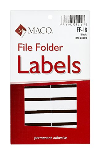 Product Cover MACO Black File Folder Labels, 9/16 x 3-7/16 Inches, 248 Per Box (FF-L8)