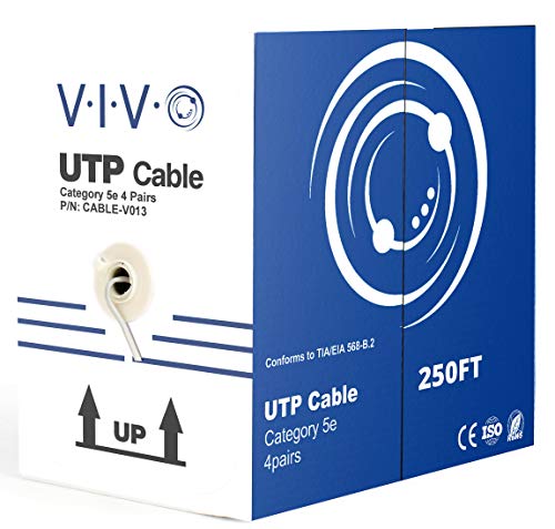 Product Cover New 250 ft bulk Cat5e LAN Ethernet Cable / Wire UTP Pull Box 250ft Cat-5e Grey ~ VIVO (CABLE-V013)