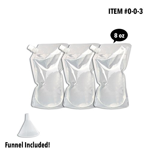 Product Cover Concealable And Reusable Cruise Flask Kit Sneak Alcohol Anywhere - 3 x 8 oz + 1 funnel