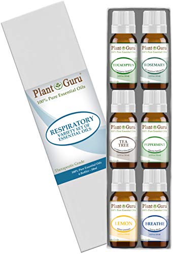 Product Cover Respiratory Essential Oil Set 6-10 ml Pack Variety Kit 100% Pure Therapeutic Grade For Sinus, Allergy, Breathing Issues, Chest Congestion, Cough, Cold and Flu, Aromatherapy Humidifier Diffuser.