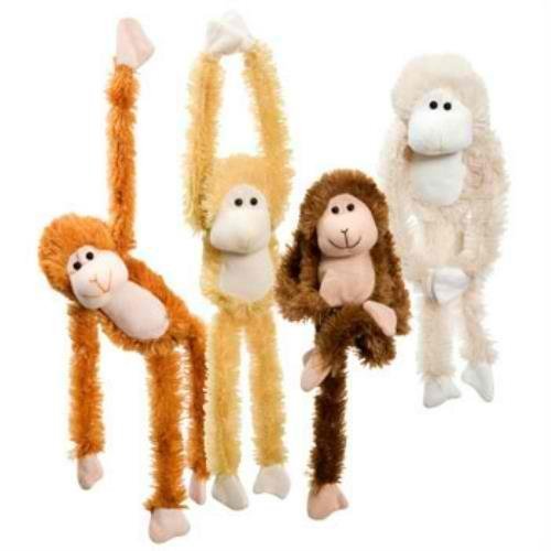 Product Cover Fuzzy Friends 1 Each Burnt Orange, Blonde, Cream and Dark Brown Fuzzy Friends Plush Monkey with Velcro Hands Furry Stuffed Animal, Set of 4