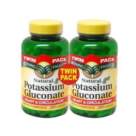 Product Cover Spring Valley Potassium 99 mg from Potassium Gluconate 595 mg (2 Bottles of 250 Caplets)