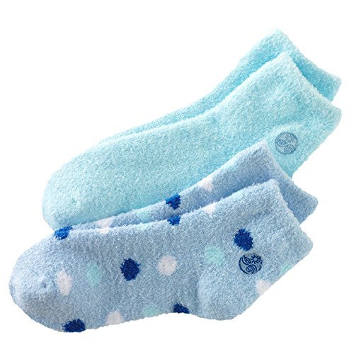 Product Cover Earth Therapeutics Aloe Socks, 2 Pair Per Package (Light Blue, White Dark Blue, and Aqua Dots)