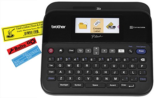Product Cover Brother P-touch Label Maker, PC-Connectable Labeler, PTD600, Color Display, High-Resolution PC Printing, Black, Black/gray