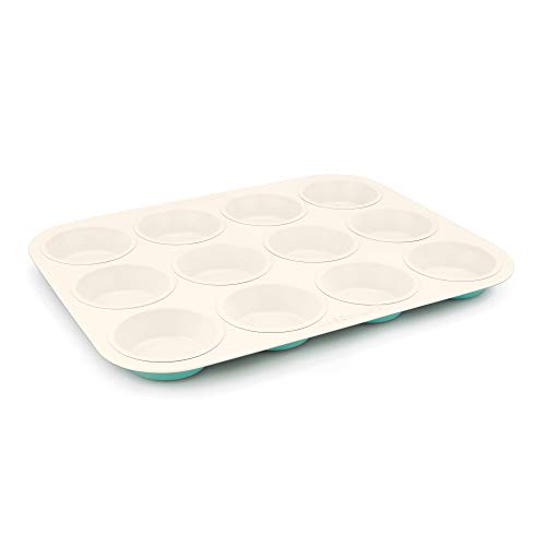 Product Cover GreenLife 12 Cup Ceramic Non-Stick Muffin Pan, Turquoise