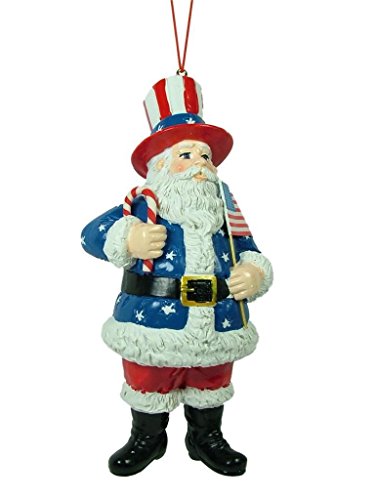 Product Cover USA Uncle Sam Santa Claus Patriotic United States Flag Christmas Tree Ornament