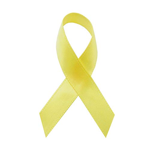 Product Cover 250 USA Made Yellow Satin Awareness Ribbons - Bag of 250 Fabric Ribbons with Safety Pins (Many Colors Available)