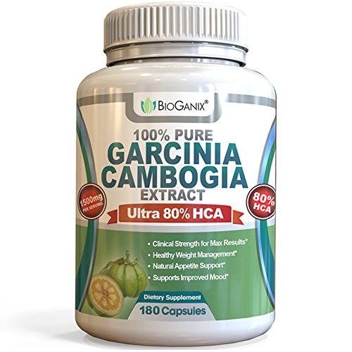 Product Cover Pure Garcinia Cambogia Extract 80% HCA (180 Capsules) Ultra Potent Weight Loss Supplement Formula, Appetite Suppressant (3000mg per Day, 1500mg per Serving)