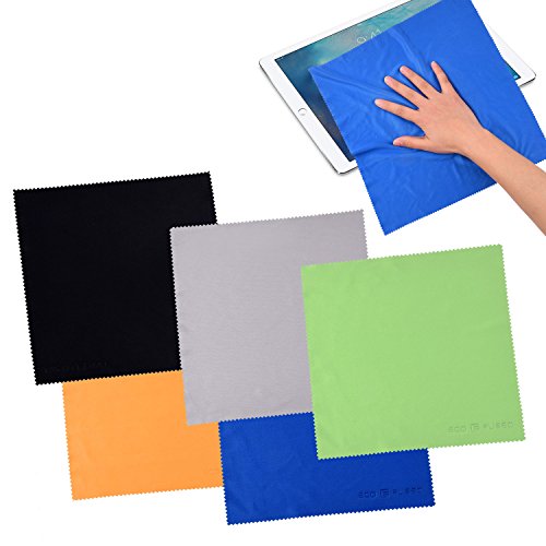 Product Cover Microfiber Cleaning Cloths - 5 EXTRA LARGE Cleaning Cloths (12 inch X 12 inch) for Cell Phones, LCD TV and Laptop Screens, Camera Lenses, Tablets (iPad, Nexus, Galaxy), Silverware, Glasses, Watches and Other Delicate Surfaces (12 inch x 12