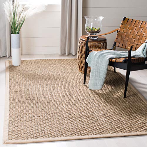 Product Cover Safavieh Natural Fiber Collection NF114A Basketweave Natural and Beige Summer Seagrass Area Rug (2' x 3')