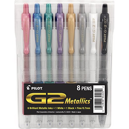 Product Cover Pilot G2 Metallics Gel Roller Pens, Fine Point, Assorted Color Inks, 8-Pack Pouch (34405)