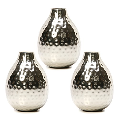 Product Cover Hosley's Set of 3 Silver Metal Bud Vases - 4.5 High by HG Global