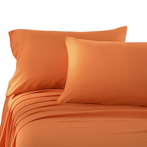Product Cover HONEYMOON HOME FASHIONS Brushed Microfiber Twin Bed Sheet Set, Orange
