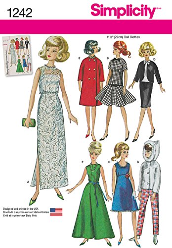 Product Cover Simplicity 1242 Vintage Fashion 11.5'' Doll Clothes Sewing Pattern, One Size Only