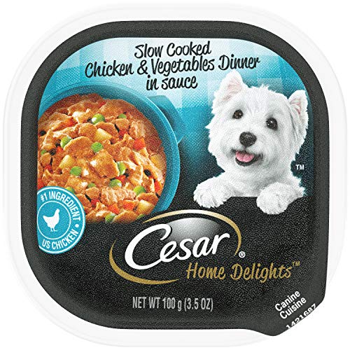 Product Cover CESAR HOME DELIGHTS Soft Wet Dog Food Slow Cooked Chicken & Vegetables Dinner in Sauce, (24) 3.5 oz. Easy Peel Trays