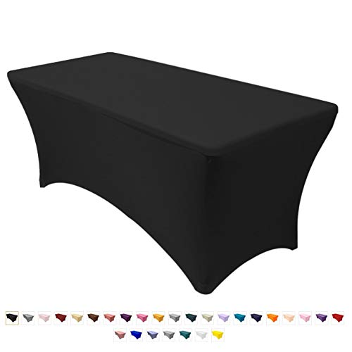 Product Cover Your Chair Covers - 6 ft Rectangular Stretch Spandex Table Cover - Black, 72