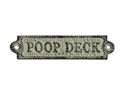 Product Cover Hampton Nautical  Whitewashed Cast Iron Poop Deck Door Sign 6