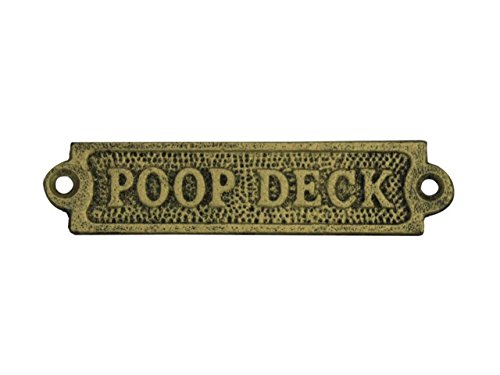 Product Cover Hampton Nautical Rustic Gold Cast Iron Poop Deck Novelty Door Sign 6