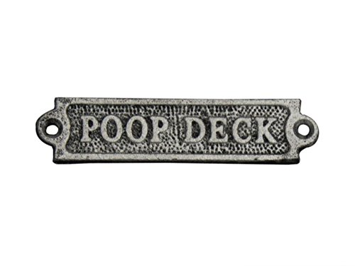 Product Cover Hampton Nautical  Rustic Silver Cast Iron Poop Deck Novelty Door Sign 6