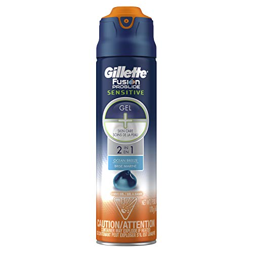 Product Cover Gillette Fusion ProGlide Sensitive 2 in 1 Shave Gel, Ocean Breeze, 6 Oz