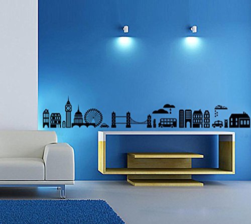Product Cover Decals Design Stickerskart Wall Stickers Modern Town Silhouettes (Wall Covering Area: 220x36cm ,Product Dimensions: 50x70cm)