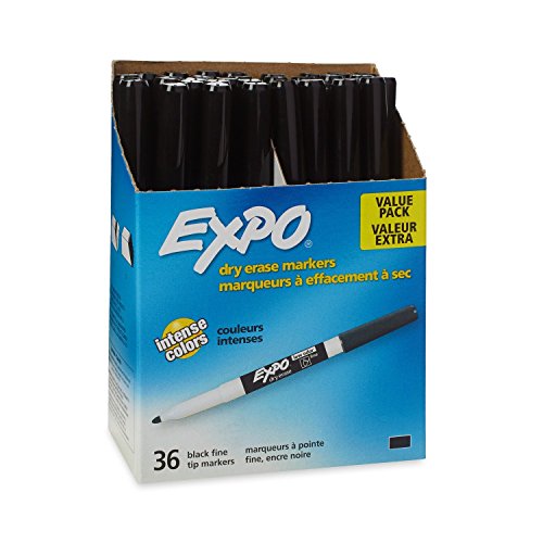 Product Cover EXPO Low Odor Dry Erase Markers, Fine Tip, Black, 36 Count