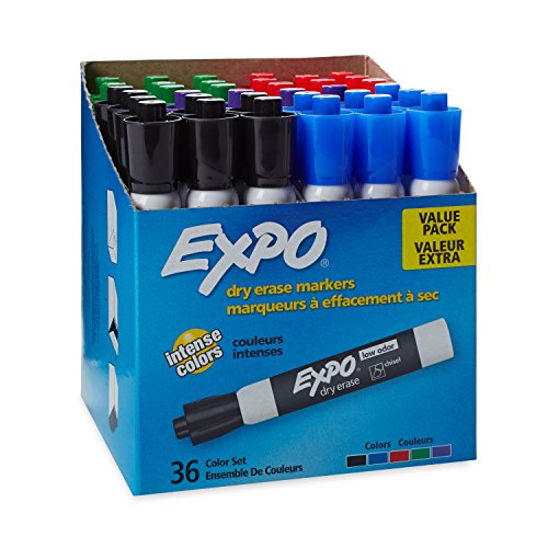 Product Cover EXPO Low Odor Dry Erase Markers, Chisel Tip, Assorted, 36 Count (Pack of 1)