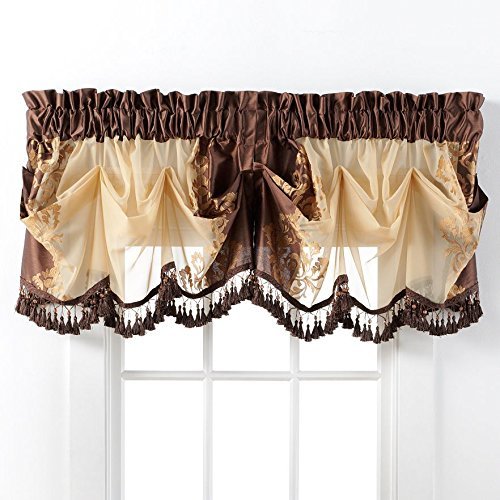 Product Cover Danbury Embroidered Window Treatments By GoodGram® - Assorted Colors And Sizes (Brown, Single Valance)