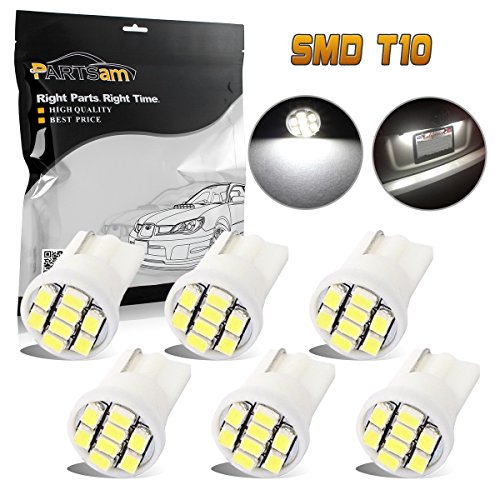 Product Cover Partsam T10 194 LED Light Bulb 168 LED Bulbs 6000K Instrument Panel Gauge Cluster Dashboard LED Light Bulbs 6Pcs-White