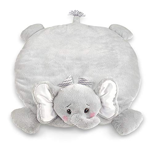 Product Cover Bearington Baby Lil' Spout Belly Blanket, Gray Elephant Plush Stuffed Animal Tummy Time Play Mat