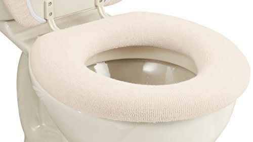 Product Cover Miles Kimball Elastic Cushioned Toilet Seat Cover Universal Fit White