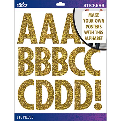 Product Cover Sticko Alphabet Stickers, Regular X-Large, Gold Glitter Futura