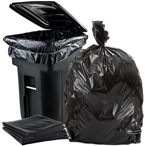 Product Cover Plasticplace 95-96 Gallon Garbage Can Liners │ 1.5 Mil │ Black Heavy Duty Trash Bags │ 61