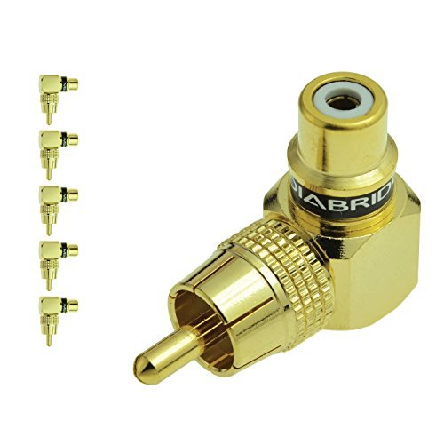 Product Cover Mediabridge RCA Right Angle Adapter - 90 Female to Male Gold-Plated Connector - 2 Pack - Part CONN-RCA-RA-2PK 5 Pack