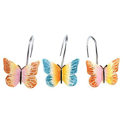 Product Cover AGPTEK 12PCS Home Fashions Butterfly Anti Rust Decorative Resin Hooks for Bathroom Shower Curtain,Bedroom,Living Room Curtain