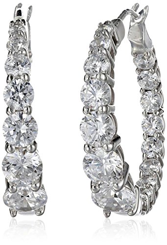Product Cover Platinum or Gold-Plated Sterling Silver Swarovski Zirconia Graduated Hoop Earrings, 1