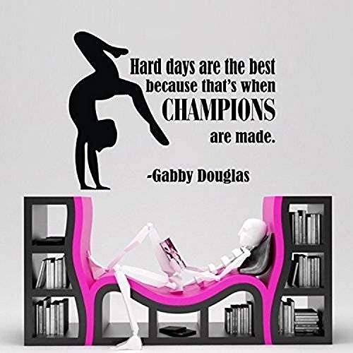 Product Cover Design with Vinyl CK-NJ-2355-OADR-29 Decor Item Gymnastic Girls Sports Quote Champions Bedroom Vinyl Wall Decal Sticker, 10-Inch x 14-Inch, Black