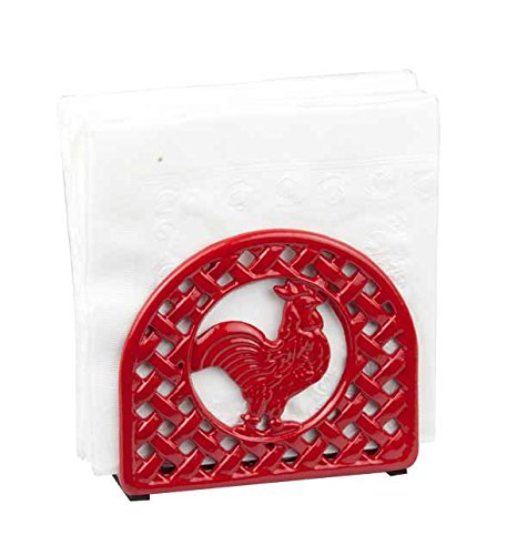 Product Cover Home Basics Cast Iron Rooster Napkin Holder (Red)