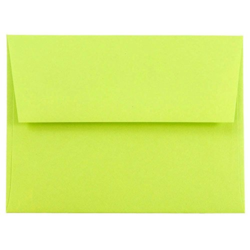 Product Cover JAM PAPER A2 Colored Invitation Envelopes - 4 3/8 x 5 3/4 - Ultra Lime Green - 50/Pack