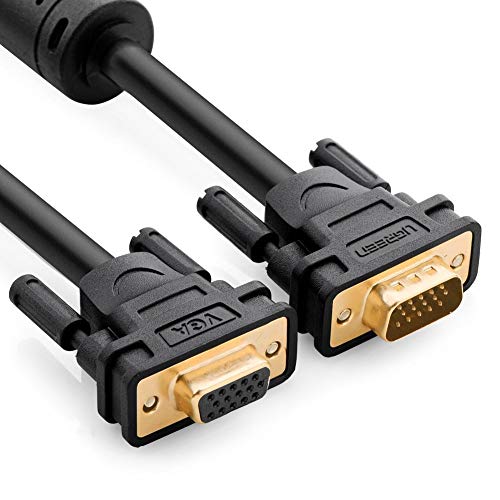 Product Cover UGREEN VGA SVGA Cable HD15 Male to Female VGA Extension Cable Computer VGA Monitor Cable Full HD 1080P with Ferrite Cores Gold Plated Compatible for Projectors HDTVs Displays, 10ft 3m