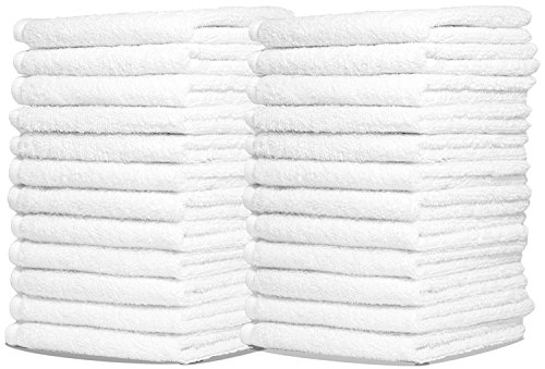 Product Cover Zeppoli Wash Cloth Kitchen Towels by, 24-Pack, 100% Natural Cotton Bath Towels, 12 x 12 Hand Towels, Commercial Grade Washcloth, Machine Washable Cleaning Rags, Wash Cloths for Bathroom