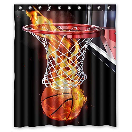Product Cover KXMDXA Flaming Basketball Waterproof Polyester Bath Shower Curtain Size 60x72 Inch