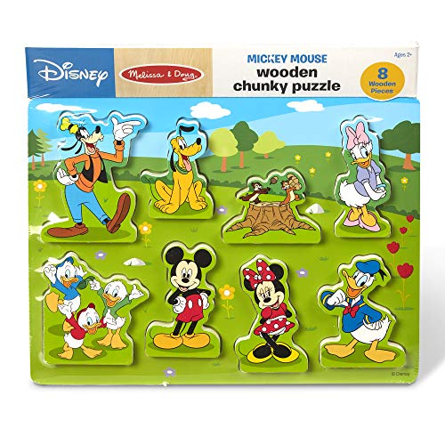 Product Cover Melissa & Doug Disney Mickey Mouse Clubhouse Wooden Chunky Puzzle (8 Pieces, Great Gift for Girls and Boys - Best for 2, 3, and 4 Year Olds)